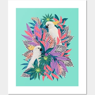 Colourful Tropical Cockatoos Posters and Art